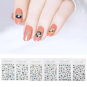 1 Лист DIY Милые Самоклеящиеся Листья Панда Наклейки для ногтей 3D Типсы для ногтей Деколь Украшения для ногтей Слайдер для ногтей