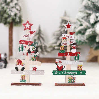 1 шт. Настольная Рождественская елка Санта Клаус, украшение своими руками, деревянные рождественские таблички, Рождественское украшение 2024, подарки для новогодних вечеринок
