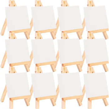 18 Комплектов Холст Дети Маленький Крошечный Холст для рисования Пустой Треугольный Стенд для рисования Деревянные панели для холста Ребенок