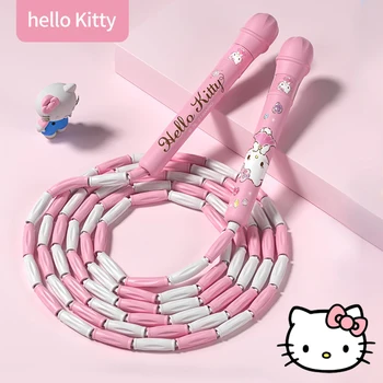 2,8 м Регулируемая скакалка Sanrio Hello Kitty с милым мультяшным рисунком Для начинающих Взрослых Детей, расшитая бисером, без спутывания, Сегментированная скакалка для фитнеса
