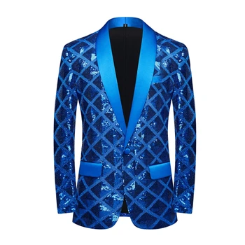 2023 Новый европейский и американский модный мужской повседневный танцевальный пиджак с квадратными блестками, модный пиджак для бутика
