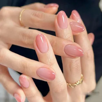 24шт Длинные Балетные Градиентные Розовые Французские накладные ногти С блестками, накладные ногти с полным покрытием, наклеивающиеся на ногти, Съемные своими руками