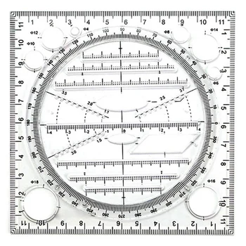 2X многофункциональных шаблона для рисования кругов, инструмент для геометрического рисования, измерительная линейка, угол поворота