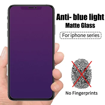 2ШТ Матовое Анти-Синее Закаленное Стекло Для iPhone 11 12 13 14 15 Pro Max Защитная Пленка Для Экрана Для iPhone XS Max XR XS 8 7 6S Plus Glass