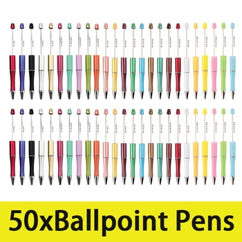 50шт Пластиковая Шариковая ручка с шариковой ручкой, Шариковая ручка для студентов, Офисные Школьные принадлежности, Разноцветные Шариковые ручки