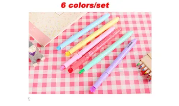 6-цветной маркер-маркер с кончиком ручки в форме симпатичного штампа, 6 ручек /лот, YGB00011