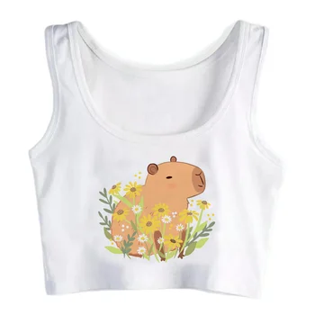 Capibara Capybara tank top готический графический укороченный топ Женская готическая винтажная укороченная футболка из манги