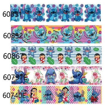 Disney 5 ярдов Лило и Стич с цветочной тематикой, лента в крупный рубчик для подарочной упаковки Haribows, Аксессуары для шитья