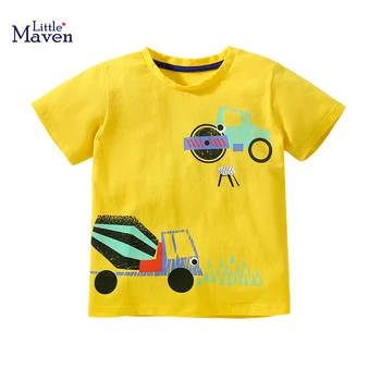 Little maven 2023 Летние Шорты для мальчиков, рубашки с рукавами, миксер и дорожная прокатная машина, мультяшные футболки для маленьких мальчиков на 4 года