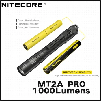 NITECORE MT2A Pro 1000 Люмен USB-C Перезаряжаемый фонарик AA UHi 20 LED с аккумулятором