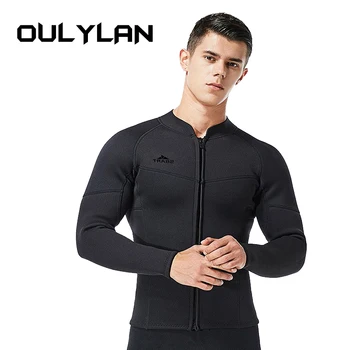 Oulylan Мужская неопреновая куртка с длинными рукавами 3 мм, гидрокостюмы, защита от сыпи, костюм для серфинга, дайвинг, плавание с маской и трубкой, футболки