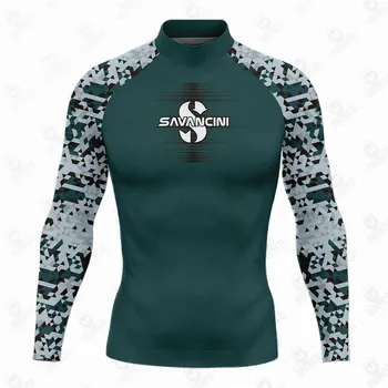 Savancini Мужская рубашка для серфинга с длинным рукавом для серфинга Рашгард Защита от ультрафиолета Пляжная солнцезащитная одежда Купальники UPF Спортивная одежда