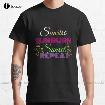 Sunrise Sunburn Sunset Repeat Edit Классическая футболка Kenny Chesney Женская Черная рубашка Harajuku Уличная одежда Gd Хип-хоп Xs-5Xl Ретро