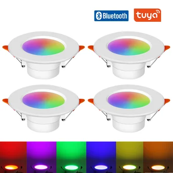 Tuya Smart LED Downlight с регулируемой яркостью Bluetooth, прожекторы 10 Вт AC110V 220V RGB + CW + WW, управление приложением, светильник для украшения дома