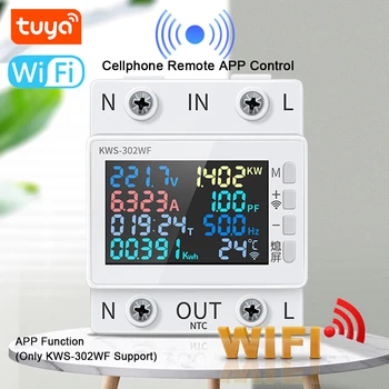 Tuya WiFi 8 в 1 Измеритель мощности 2P Многофункциональный Измеритель энергии переменного тока Цветной Дисплей APP Control 170-270 В /63A Измеритель напряжения и тока