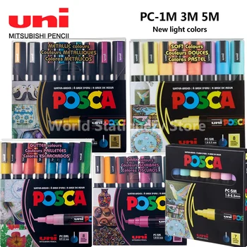 Uni Posca Paint Marker Doodle PC-1M 3M 5M Художественные принадлежности для камней, кружек, керамики, стекла, дерева, ткани, металла, роспись Быстро сохнет