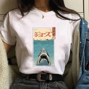 Акула в море с Японскими Футболками Укие-Э, Летняя Женская футболка С коротким рукавом, Крутая Уличная футболка в стиле Харадзюку, хип-Хоп, Футболка