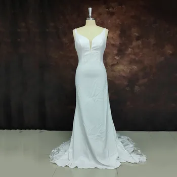 Аппликации SoDigne, кружевное свадебное платье русалки с V-образным вырезом и открытой спиной, сексуальные бретельки, женское атласное богемное свадебное платье