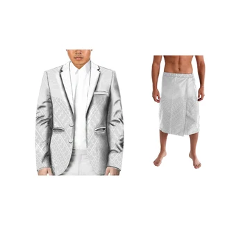 Белый официальный мужской костюм на заказ и комплект из 2 предметов Faitaga Lavalava, самоанский тонкий пиджак, блейзер для мужчин