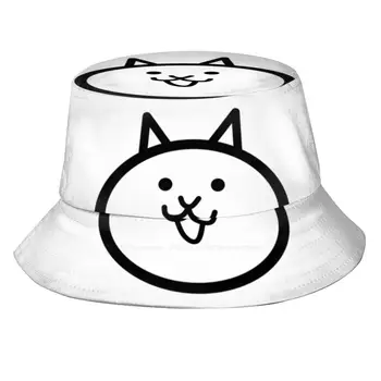 Боевая кошка, Корейская женская уличная солнцезащитная шляпа, кепка-ведро, боевые кошки, простая симпатичная мобильная игра, прекрасный контрастный черный контур.