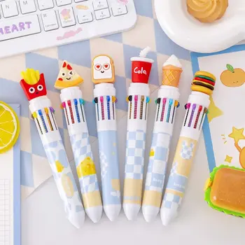 Быстросохнущие нейтральные гелевые ручки, Тема дизайна еды, Многоцветная ручка для подписи, плавно пишущая Уникальная шариковая ручка 10 цветов, Школьная