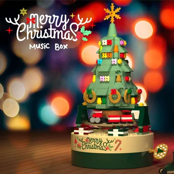 Веселого Рождества, Елка, строительные блоки, Кирпичи, Креативные Музыкальные Шкатулки, украшения Для детей, Рождественские Подарки Санта-Клауса