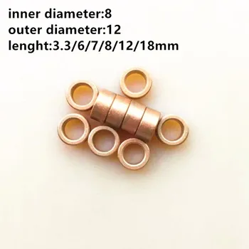 Внутренний диаметр медной втулки из порошковой металлургии 8 мм, наружный диаметр 12 мм, Длина 3.3/6/7/8/12/ 18 мм Медный базовый подшипник для бытовых двигателей