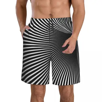 Геометрический, и иллюзия 3Д монотонно тайну вихрь мужские пляжные шорты для фитнеса быстросохнущие купальник смешные улице Веселой 3D шорты