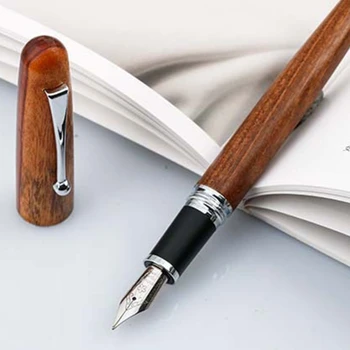 Деревянная авторучка, изящный наконечник, представительские роскошные ручки для письма с преобразователем картриджей для каллиграфии, подарок партнеру