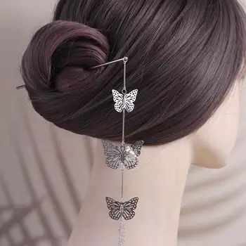 Для дам Головные уборы Hanfu Подарочный Головной убор Металлические Аксессуары для волос Женская Вилка для волос Бабочка Шпилька для волос в китайском стиле