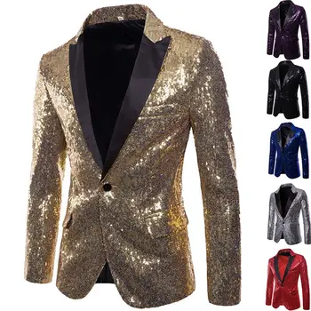 Европейские и Американские платья Для выступлений, Мужские костюмы с Золотыми блестками, Куртка Ведущего Корейского ночного клуба, Блейзер Европейского размера 2022