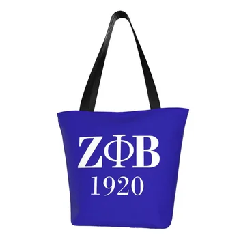 Женская сумка для бакалеи Zeta Phi Beta, холщовая сумка для покупок с принтом, сумки через плечо, Большая вместительная сумка с греческими буквами 1920