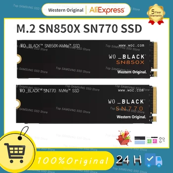 Западный Оригинальный WO_BLACK SN850X SN770 NVMe SSD 1 ТБ 2 ТБ Gen4 PCIe M.2 2280 3D NAND Внутренний Игровой Твердотельный Накопитель Для ПК PS5