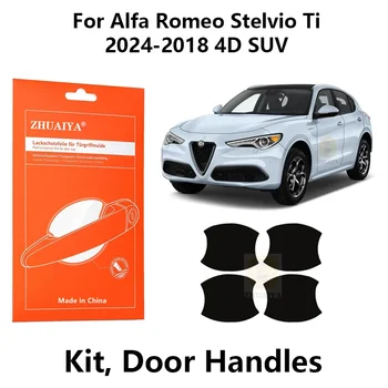 Защита Кромки Двери ZHUAIYA Дверная Ручка Чашка Защитная Пленка Для Краски TPU PPF Для Внедорожника Alfa Romeo Stelvio Ti 2024-2018 4D