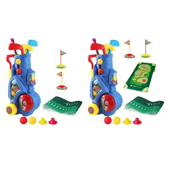 Игровой набор для мини-гольфа, коврик для игры в гольф с 4 мячами, Развивающие детские клюшки для гольфа для детей младшего возраста 2 3 4 5+ Лет