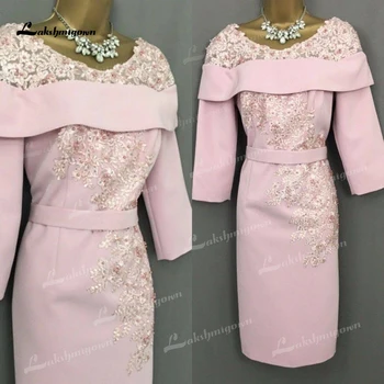 Изысканные Светло-розовые Платья Для Матери Невесты, Кружевные Элегантные платья с V-образным вырезом для женщин, Атласное vestido mae da noiva