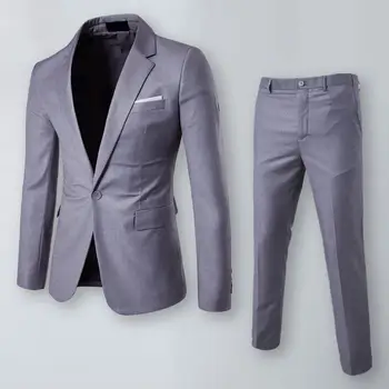 Комплект мужских брюк, мужской деловой костюм, стильный мужской деловой костюм, пальто с лацканами на одной пуговице, приталенные брюки с карманами для A