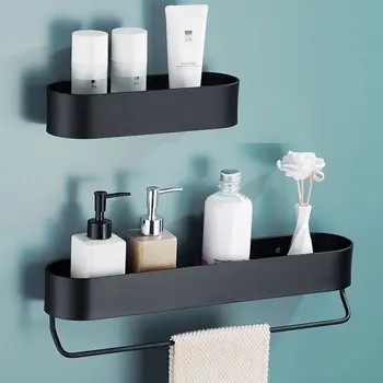 Космический алюминиевый стеллаж для ванной комнаты, черный кухонный настенный стеллаж для хранения душа, вешалка для полотенец, подвеска для ванной комнаты длиной 30-50 см