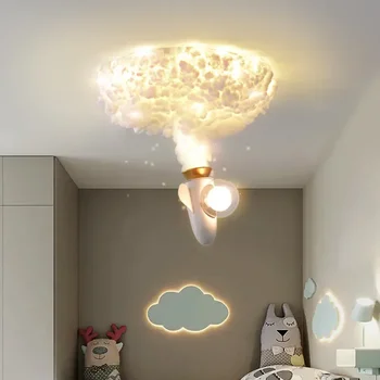 Креативные потолочные светильники в скандинавском стиле, мультяшный самолет, реактивная ракета, светодиодные лампы для мальчиков и девочек, декор детской комнаты, подвесной светильник