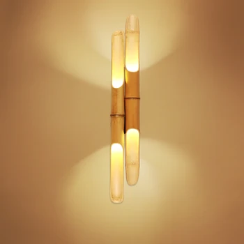 Креативный Идиллический настенный светильник в японском стиле, Столовая, спальня, Гостиная, Современная минималистичная светодиодная стена для лестничного прохода из бамбукового дерева