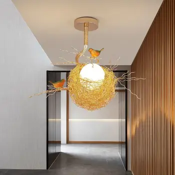 Креативный Персонализированный Потолочный светильник Bird's Nest в Скандинавском стиле, кабинет, спальня, Коридор, Светодиодная лампа, Обеденный стол, Домашний Декор в Пентхаусе