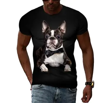 Летняя мужская футболка с рисунком собачьей головы в стиле хип-хоп, 3D принт, индивидуальность, шея, короткий рукав, модная одежда
