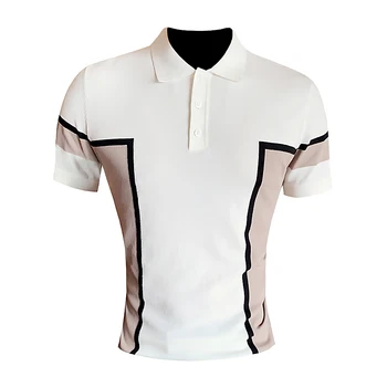 Летняя спортивная Повседневная трикотажная рубашка-поло с короткими рукавами, повседневная модная индивидуальность, хитовая цветная Британская тонкая футболка с лацканами для мужчин