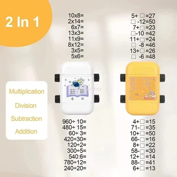 Математический штамп в рулоне 2 В 1 Сложение, вычитание, умножение, деление, обучающий штамп с двумя головками, математика в пределах 100 вопросов на ролике