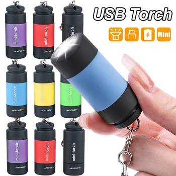 Мини-Карманный светодиодный фонарик USB Перезаряжаемые Портативные Фонарики для походов на открытом воздухе, кемпинга, Сильный Свет, Водонепроницаемый Фонарик, ручной фонарь