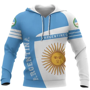 Мужская толстовка с капюшоном Argentina, Спортивная толстовка с флагом страны, Женская толстовка с 3D принтом, Повседневная уличная одежда с длинным рукавом, пуловер
