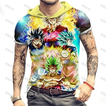 Мужская футболка Vegeta С капюшоном S-3XL Dragon Ball Z 2024 НОВЫЕ Рубашки Goku Saiyan Majin Buu Harajuku GYM Уличная Одежда Cool Trend Y2K