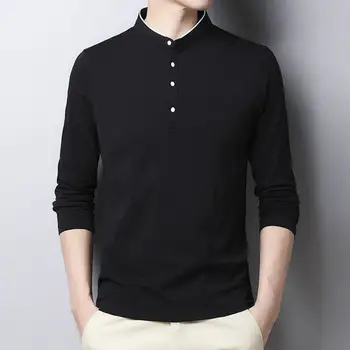 Мужская футболка, Пуловеры, однотонные рубашки с длинным рукавом для мужчин, майка, осенняя облегающая, впитывающая пот Нижняя рубашка