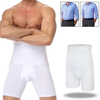 Мужские шорты для коррекции фигуры, утягивающие шорты, корректирующее белье с высокой талией, моделирующие трусики, трусы-боксеры, эластичное нижнее белье для контроля живота.