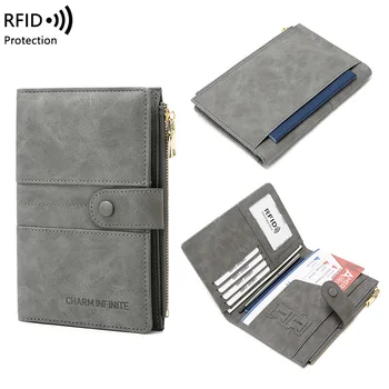 Мужской противоугонный RFID-держатель для паспорта, дорожный кошелек на молнии, кошелек для документов, многофункциональная упаковка Porta Documento, прямая поставка